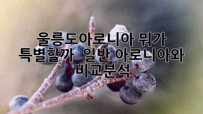 울릉도아로니아, 뭐가 특별할까? ✨ 일반 아로니아와 비교분석!